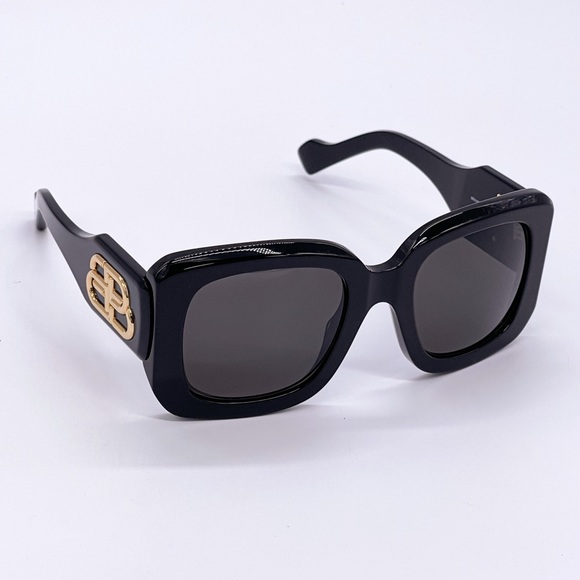 NEW BALENCIAGA WOMEN OVERSIZED BLACK SUNGLASSES BB0069S - Picture 7 of 12